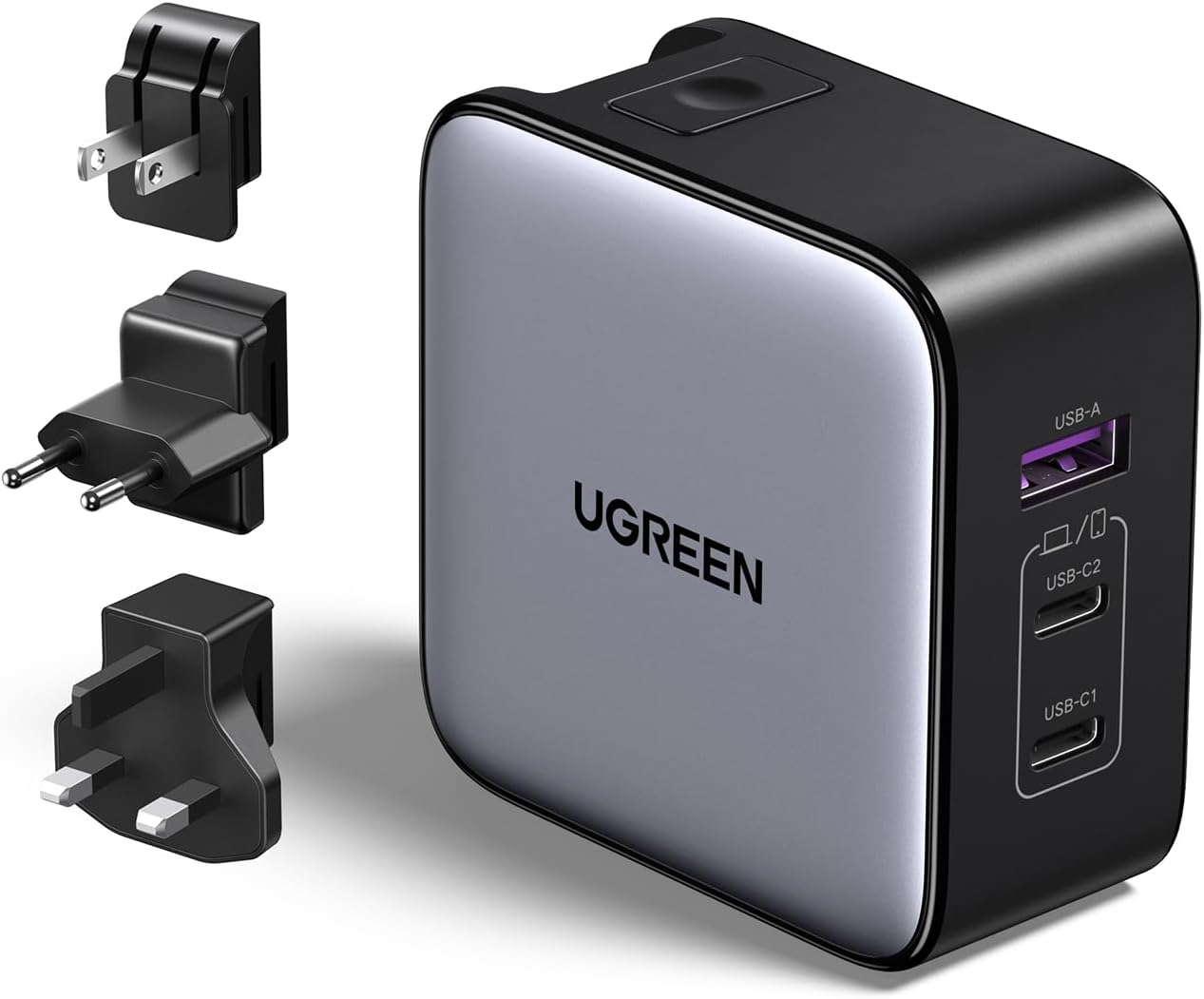 UGREEN Fast Charger GaN 1USB - A&2USB - C 65W Black - AHW Store