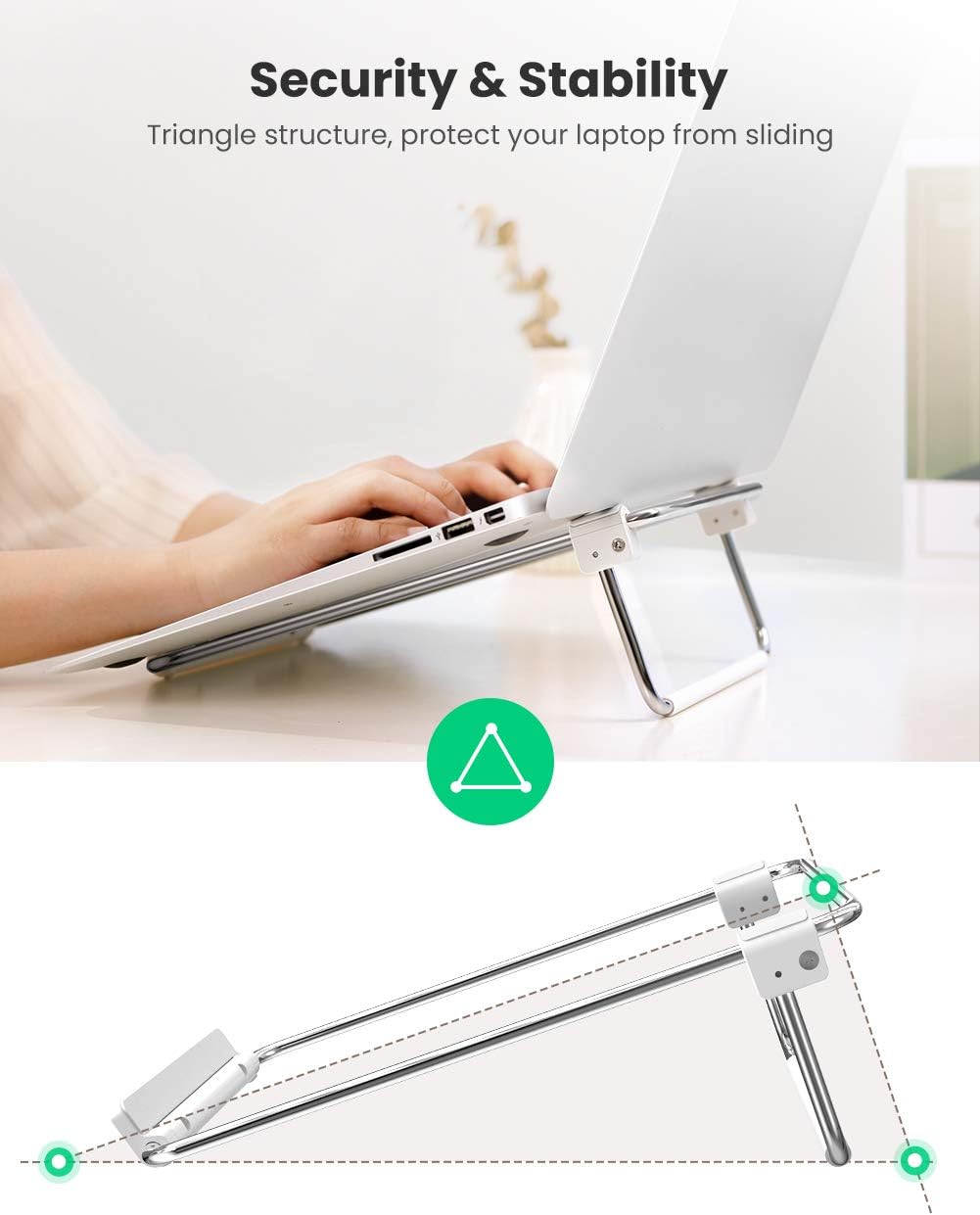 UGREEN - Foldable and adjustable metal - ventilated desktop laptop stand compatible with MacBook Pro 1 - AHW Store
