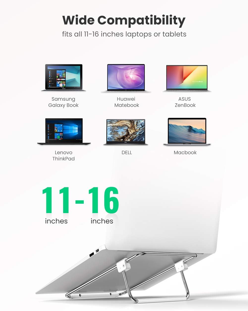 UGREEN - Foldable and adjustable metal - ventilated desktop laptop stand compatible with MacBook Pro 1 - AHW Store