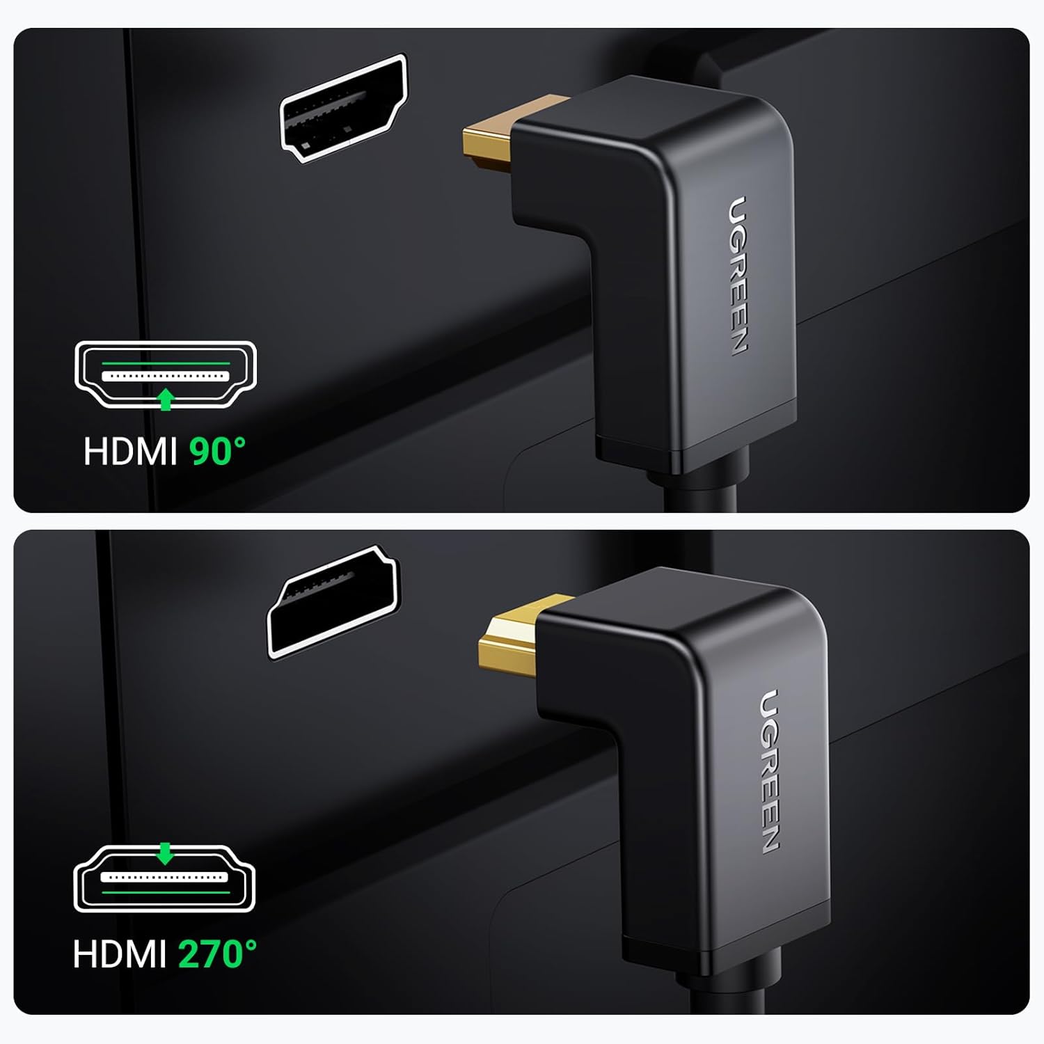 Ugreen HDMI Cable Right Angle 90 Degree 2M - HD103 - Black - AHW Store