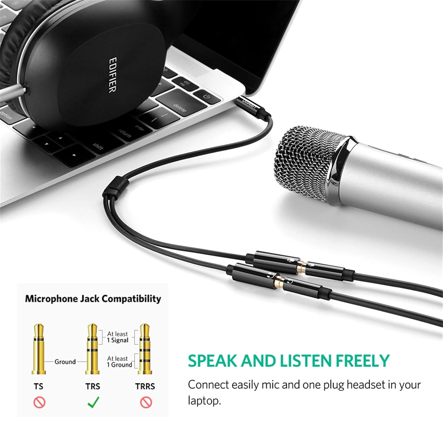 UGREEN Headset Adapter For Headsets With Separate Headphone And Microphone Plugs 3.5mm Stereo Audio - AHW Store