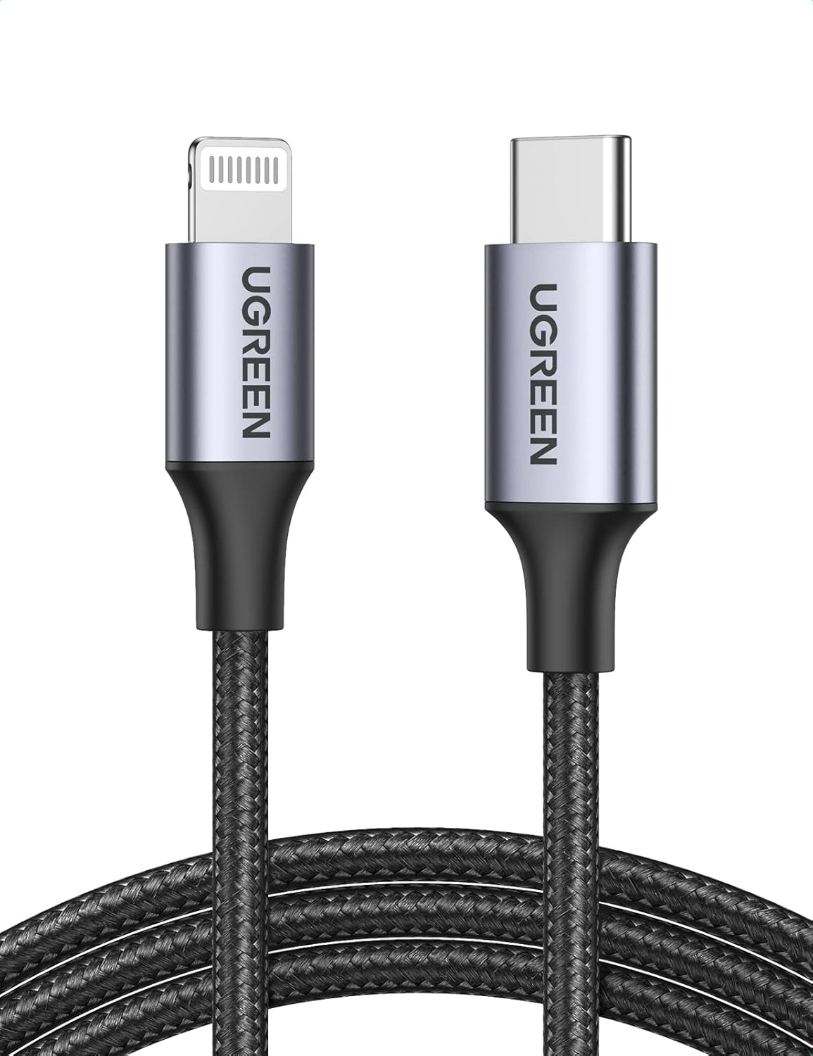 UGREEN iPhone Charger Cable 1M[MFi Certified]USB C to Lightning Cable Fast Charging Braided Cord 18W - AHW Store