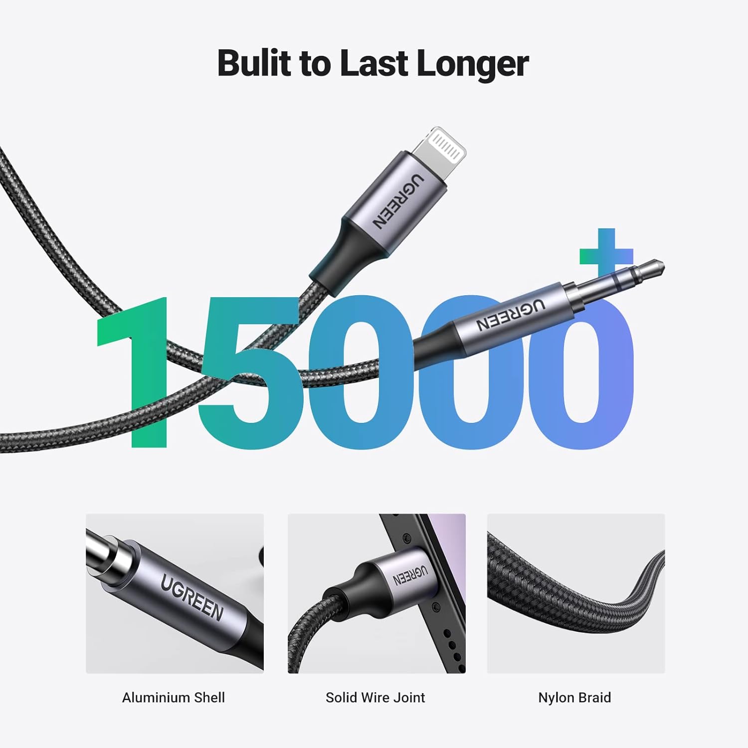UGREEN LIGHTNING TO 3.5MM AUX CABLE ALUMINUM SHELL WITH BRAIDED 1M - AHW Store