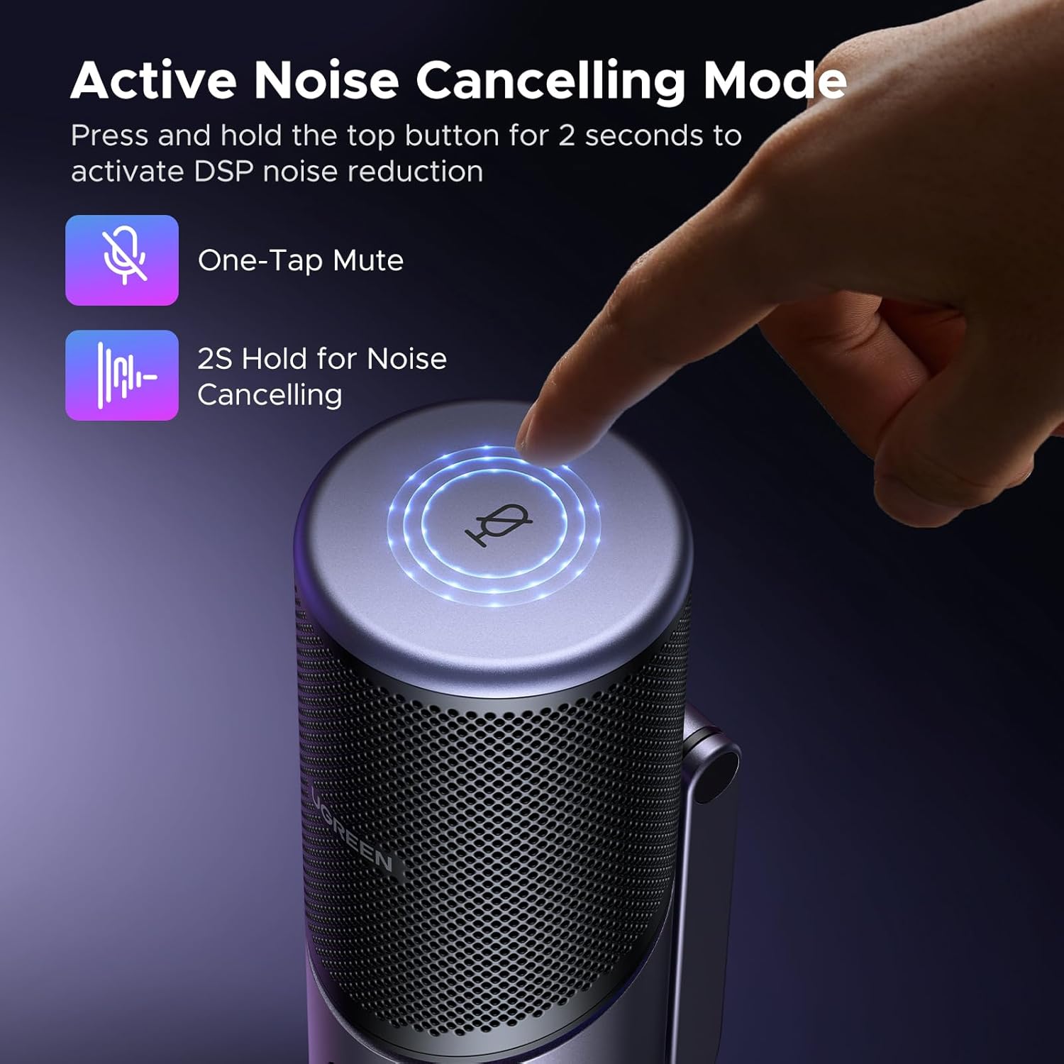 UGREEN Microphone for PC, USB Mic with RGB Lights, Mute Button, 24bit/96kHz, Cardioid Polar Pattern, - AHW Store