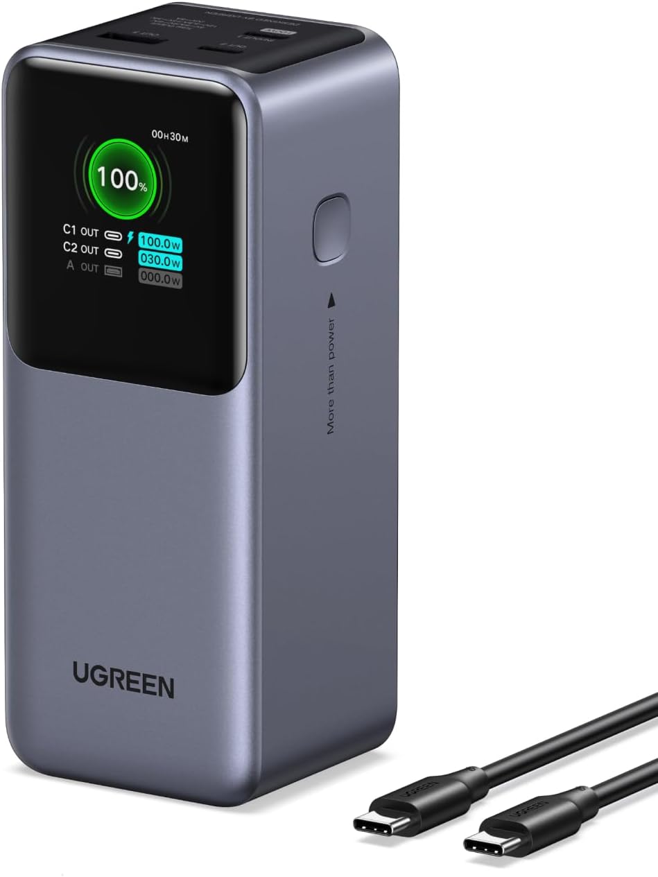 UGREEN Nexode Power Bank 20000mAh 130W Portable Charger 72Wh PD Fast Charging 3 - Port USB C Battery P - AHW Store