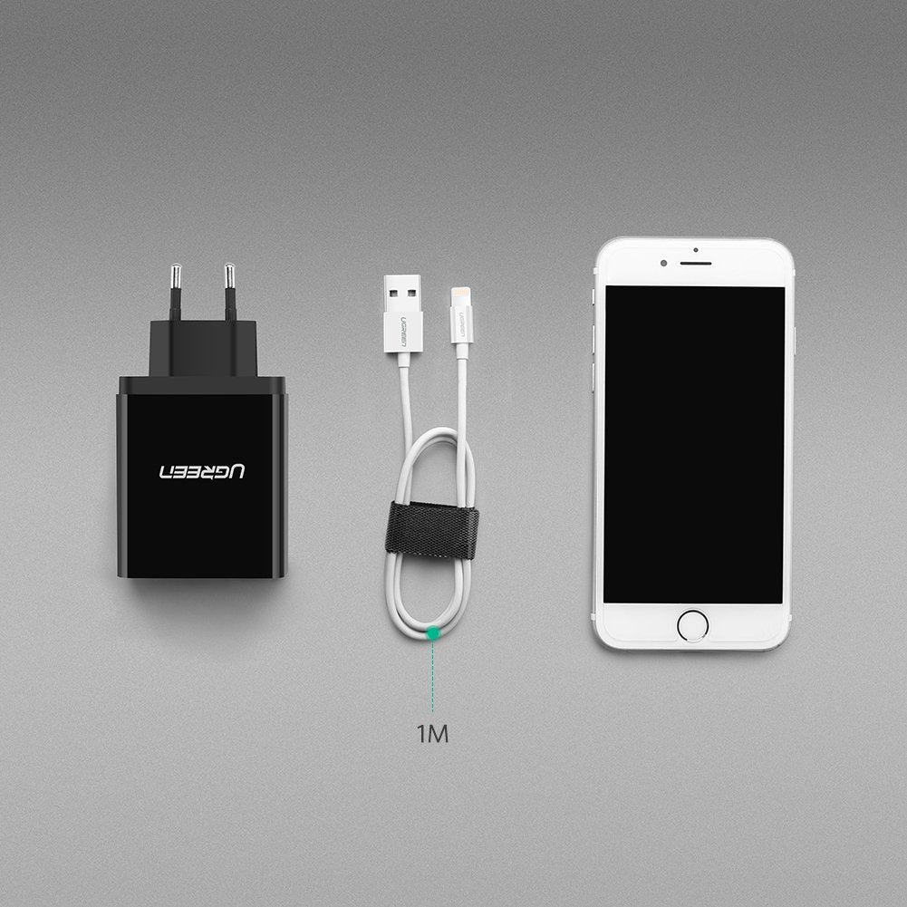 UGREEN Nickel Plating ABS Shell Charging And Data Transmittion Cable (2.4A - 2M), USB - A To Lightning - AHW Store