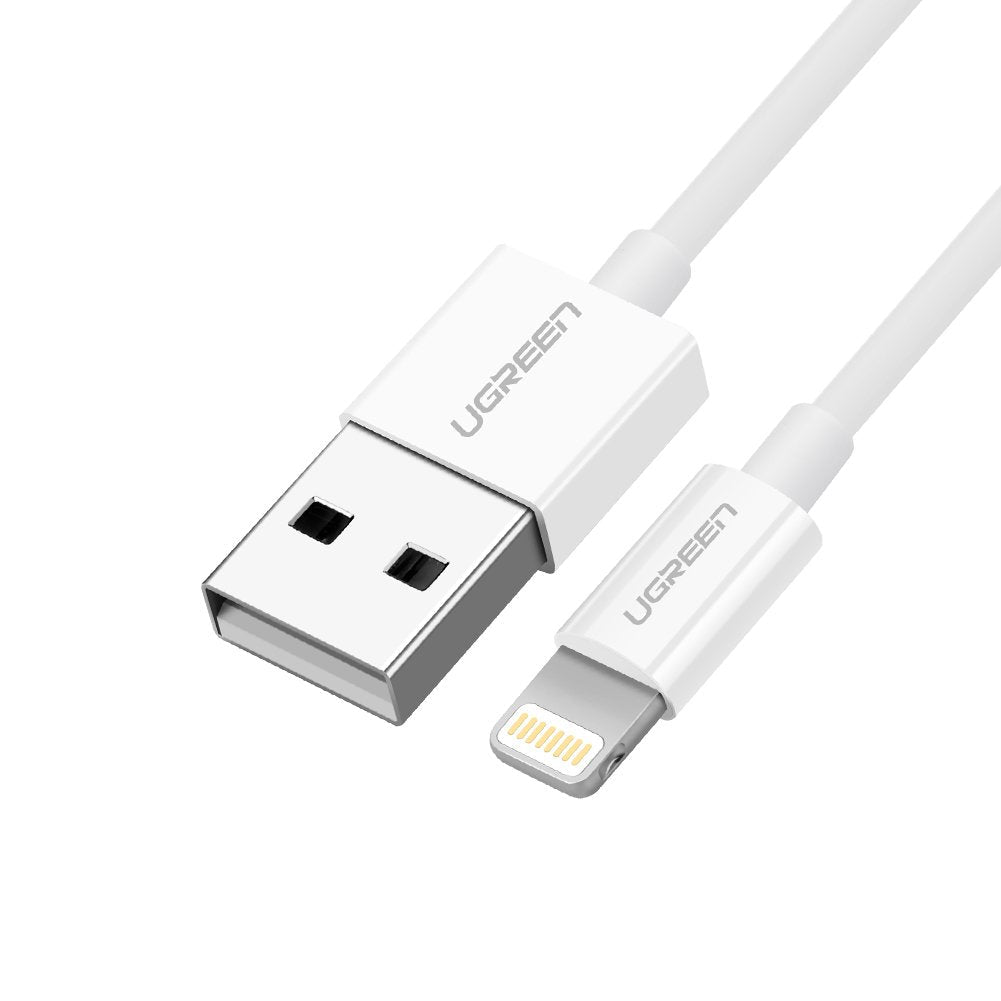 UGREEN Nickel Plating ABS Shell Charging And Data Transmittion Cable (2.4A - 2M), USB - A To Lightning - AHW Store