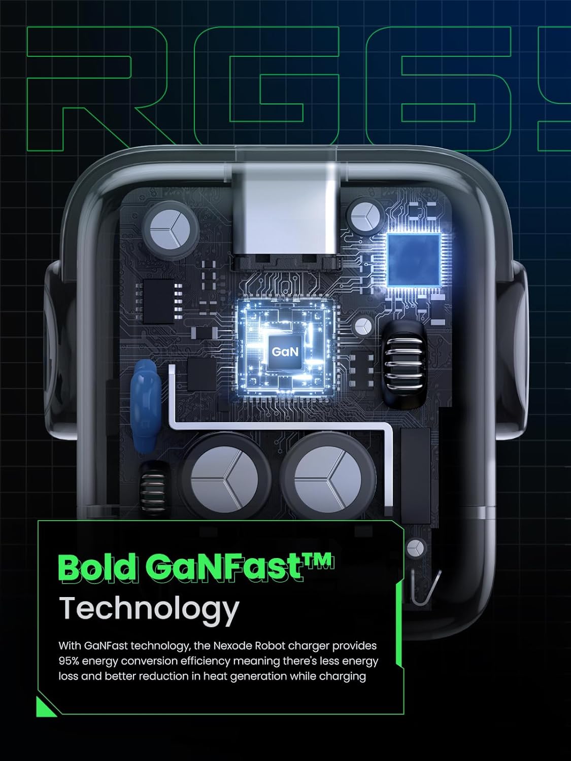 UGREEN UNO 65W USB C Charger 3 - Port【Nexode 65W GaN】【LED Display】Compact Funny Fast Charger Type C Po - AHW Store