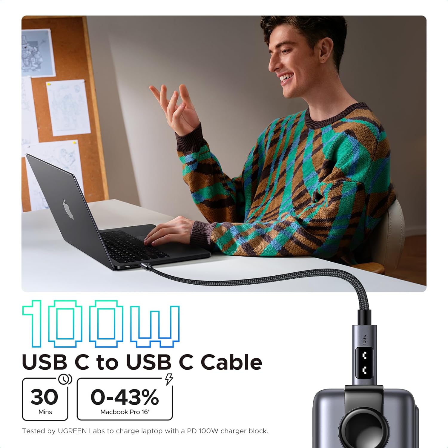 UGREEN Uno USB - C to USB - C PD Fast Charging Cable 5A Max 1m - AHW Store