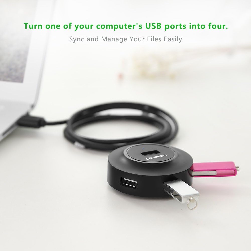 UGREEN USB 2.0 4 - Port Hub 480Mbps Data Transfer Adapter for PC, Printer, Keyboard, Mouse, Camera, 1M - AHW Store