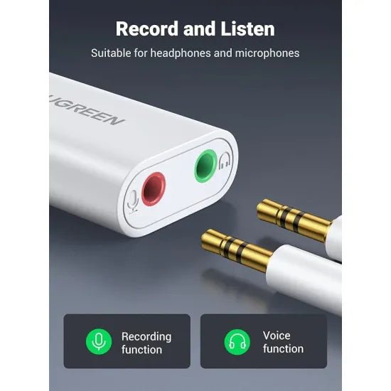 UGREEN USB 2.0 External Sound Adapter – White - AHW Store