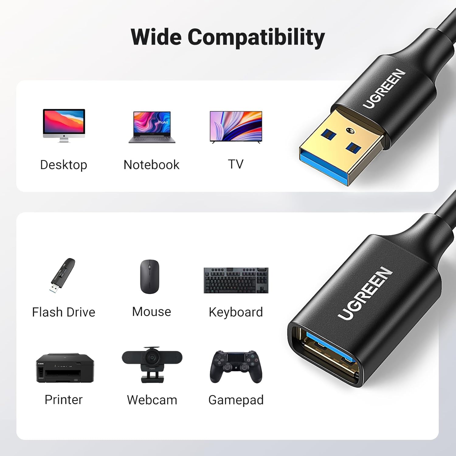 UGREEN USB 3.0 Male to Female Extension Cable 1M - AHW Store