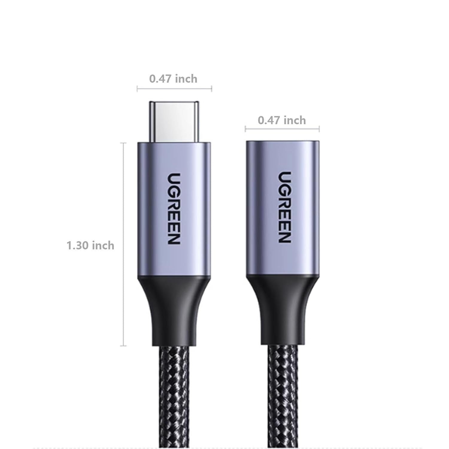 UGREEN USB C 3.1 Gen2 Extension Cable 1 Meter Nylon Braided Type C Male to Female 5A Fast Charging 10Gbps High Speed Data Video Extended Cord - AHW Store