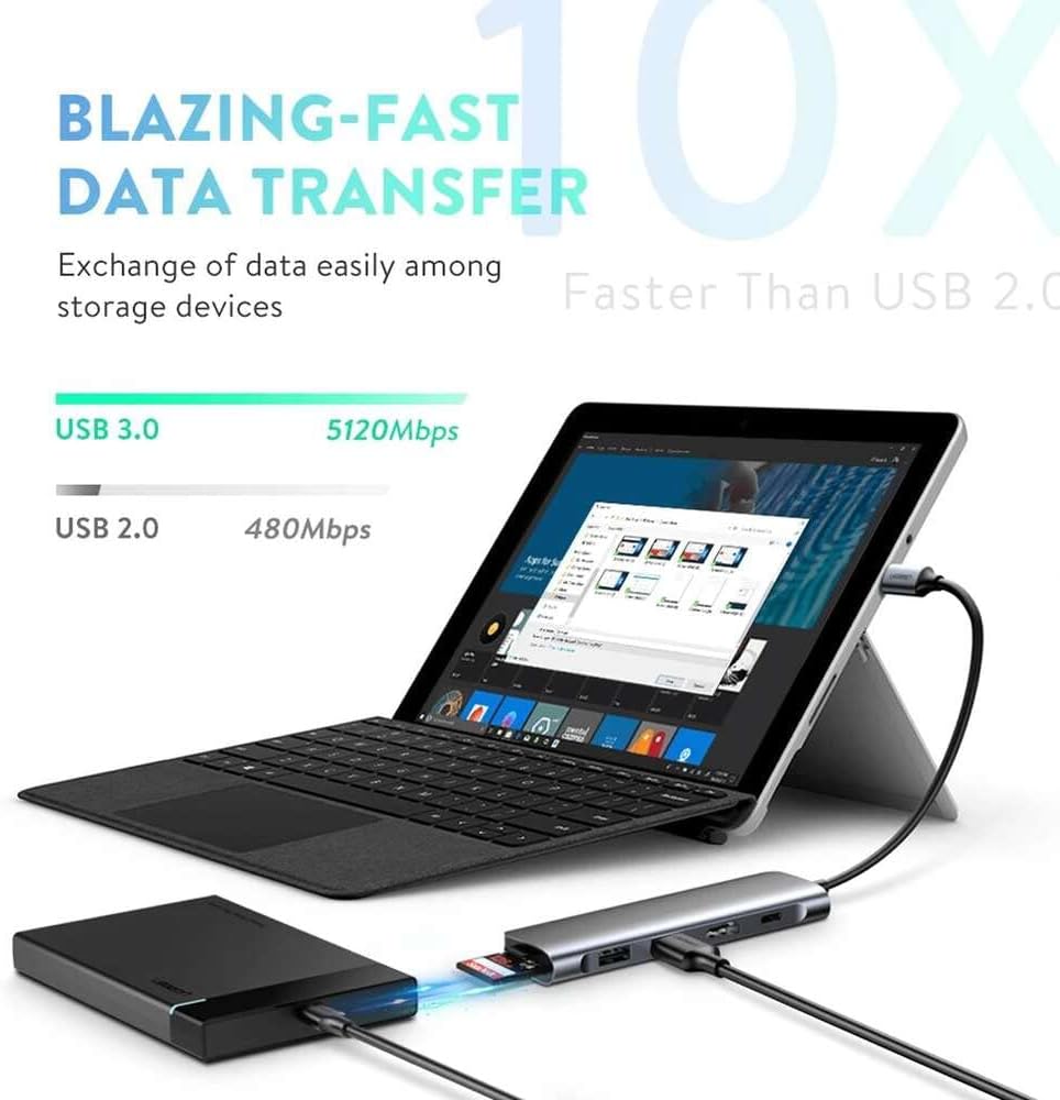 UGREEN USB C Hub 6 in 1 Dongle to HDMI 4K 2 USB 3.0 Ports SD TF Card Reader 100W PD Charging Adapter - AHW Store