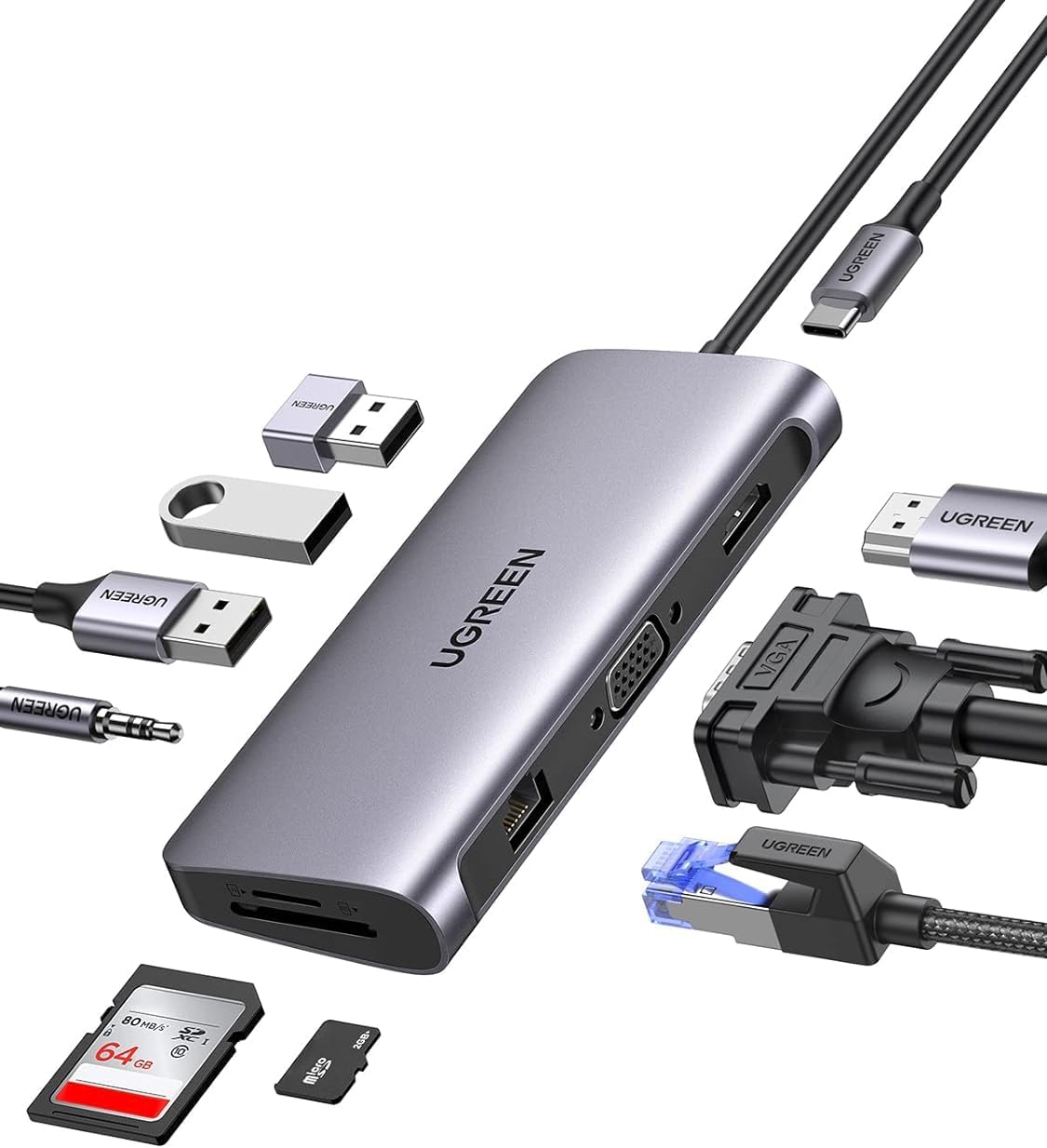 UGREEN USB - C Multifunction Adapter 10 in 1 Hub (Space Gray) - 80133 - AHW Store