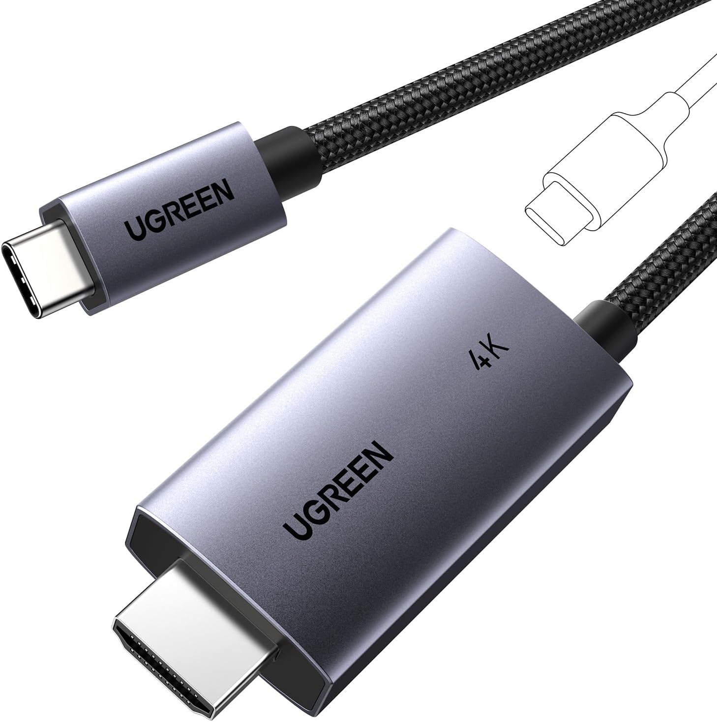UGREEN USB C to HDMI Cable with 100W PD Fast Charging Adapter 2 - in - 1 Unidirectional Type C Thunderbolt Cord 4K@60Hz High Resolution Compatible - AHW Store