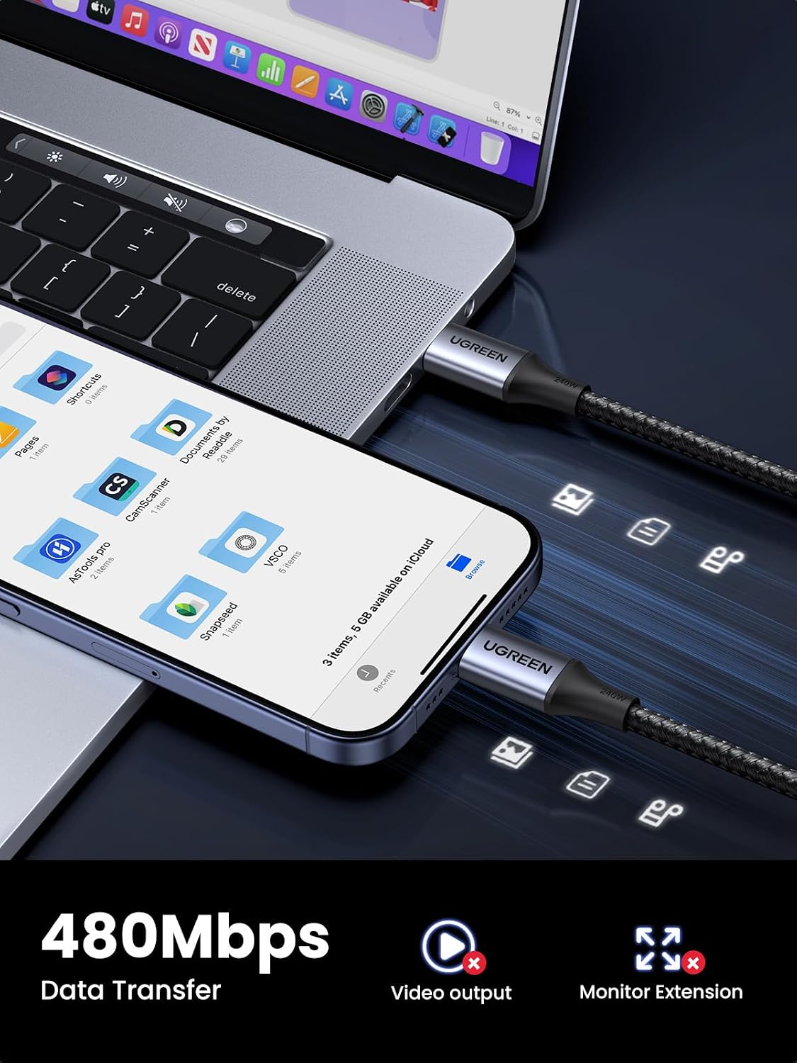 UGREEN USB-C to USB-C 240W Fast Charge 2m - AHW Store