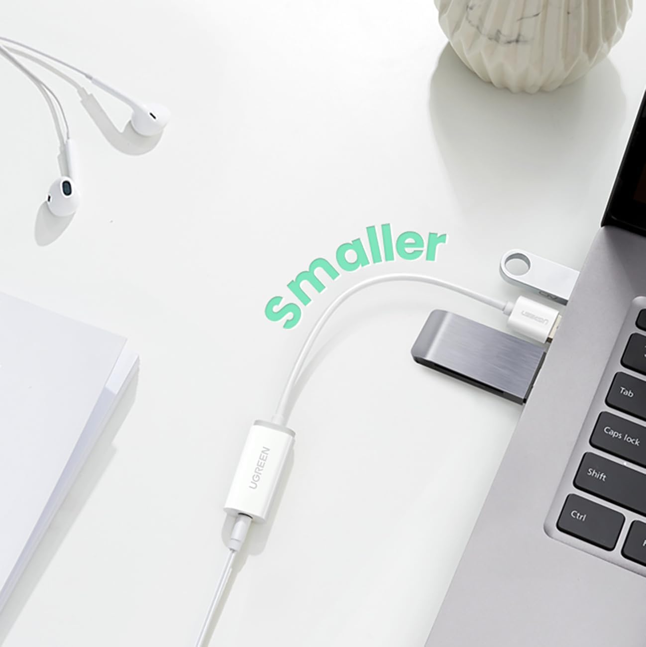 UGREEN USB External Stereo Sound Adapter, 3.5mm AUX Stereo for Headset - White - AHW Store