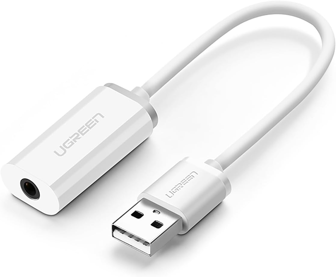 UGREEN USB External Stereo Sound Adapter, 3.5mm AUX Stereo for Headset - White - AHW Store