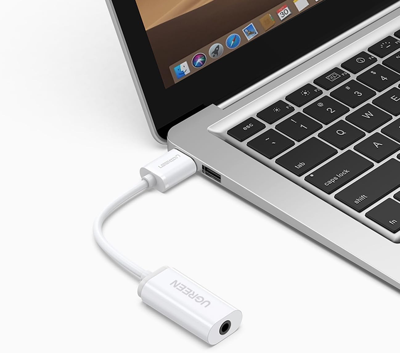 UGREEN USB External Stereo Sound Adapter, 3.5mm AUX Stereo for Headset - White - AHW Store