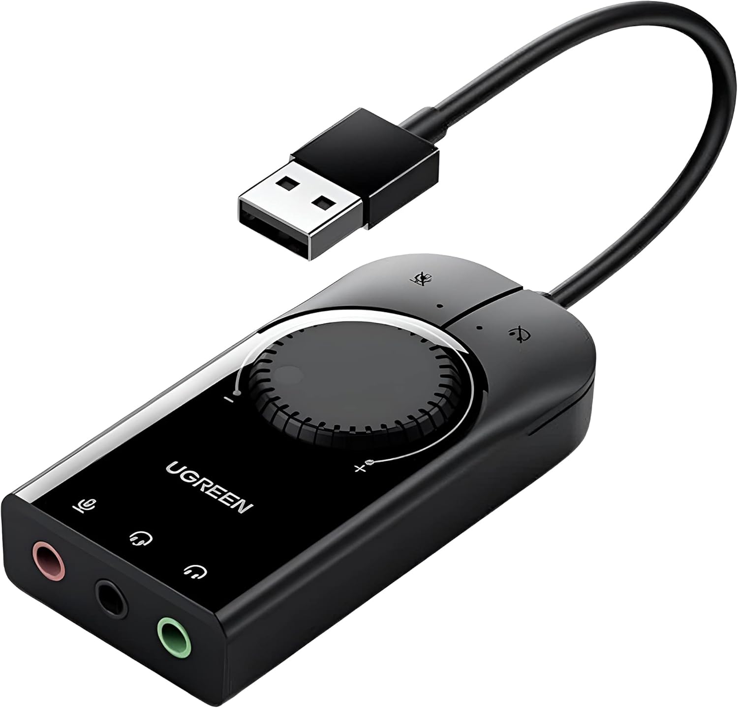 UGREEN USB External Stereo Sound Adapter, USB - A To 3.5mm Ear Mic Volume Control Adapter, 15cm - Blac - AHW Store