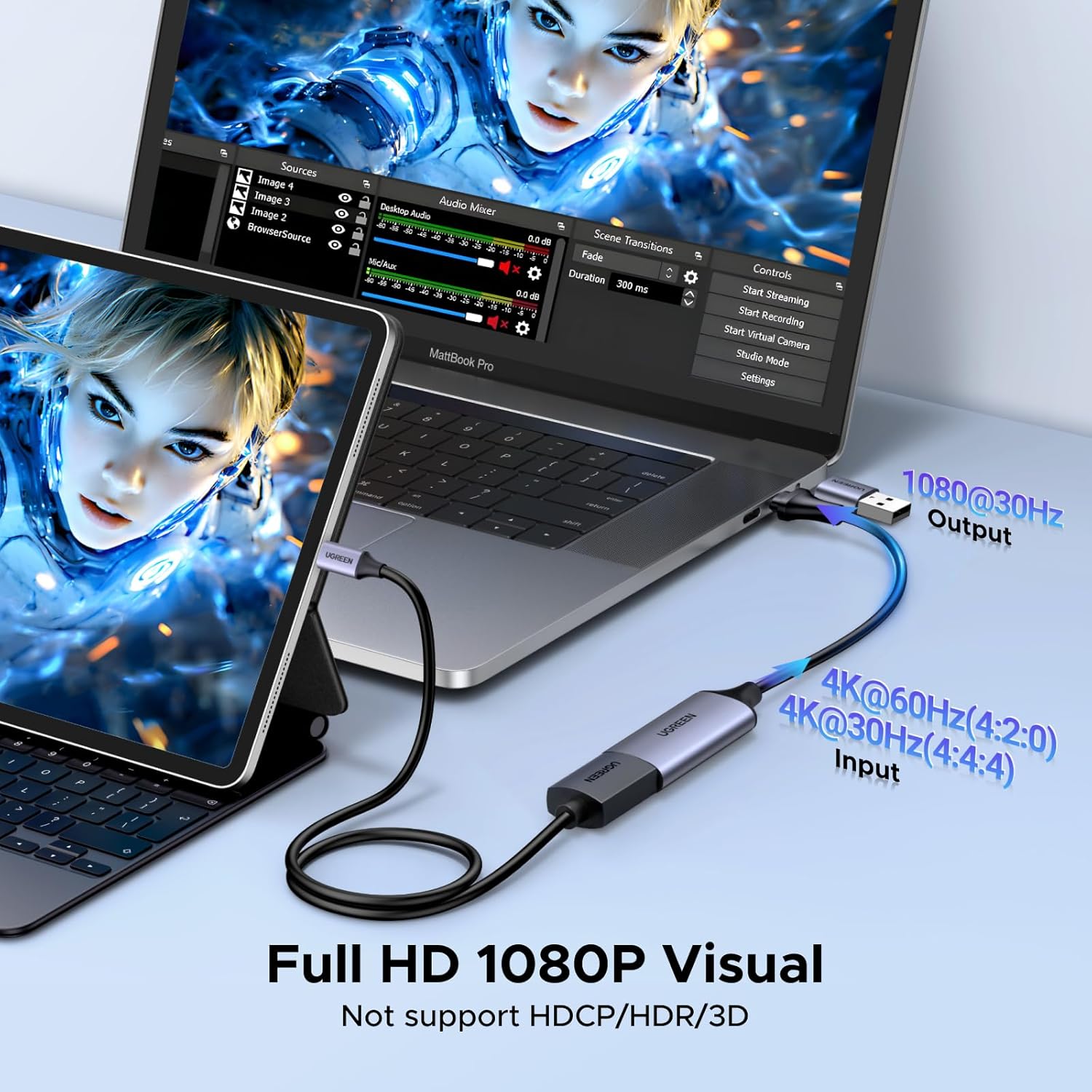 UGREEN Video Capture Card 4K HDMI to USB - A/USB - C HDMI Capture Card Full HD 1080P USB 2.0 Capture Vid - AHW Store
