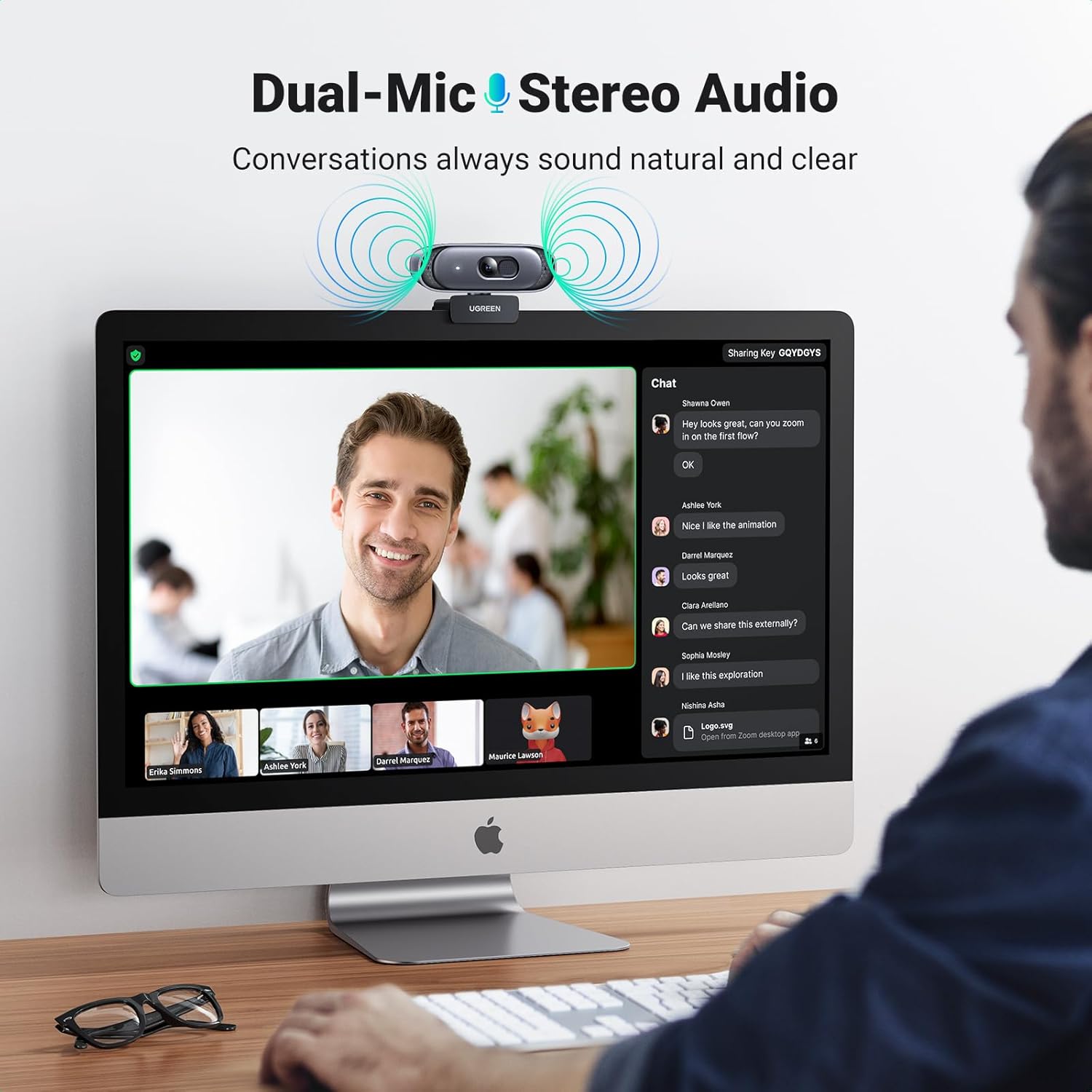 UGREEN Webcam 2K 30FPS Full HD, Webcam with Dual Microphone, 91° Field of View, Privacy Protection, - AHW Store