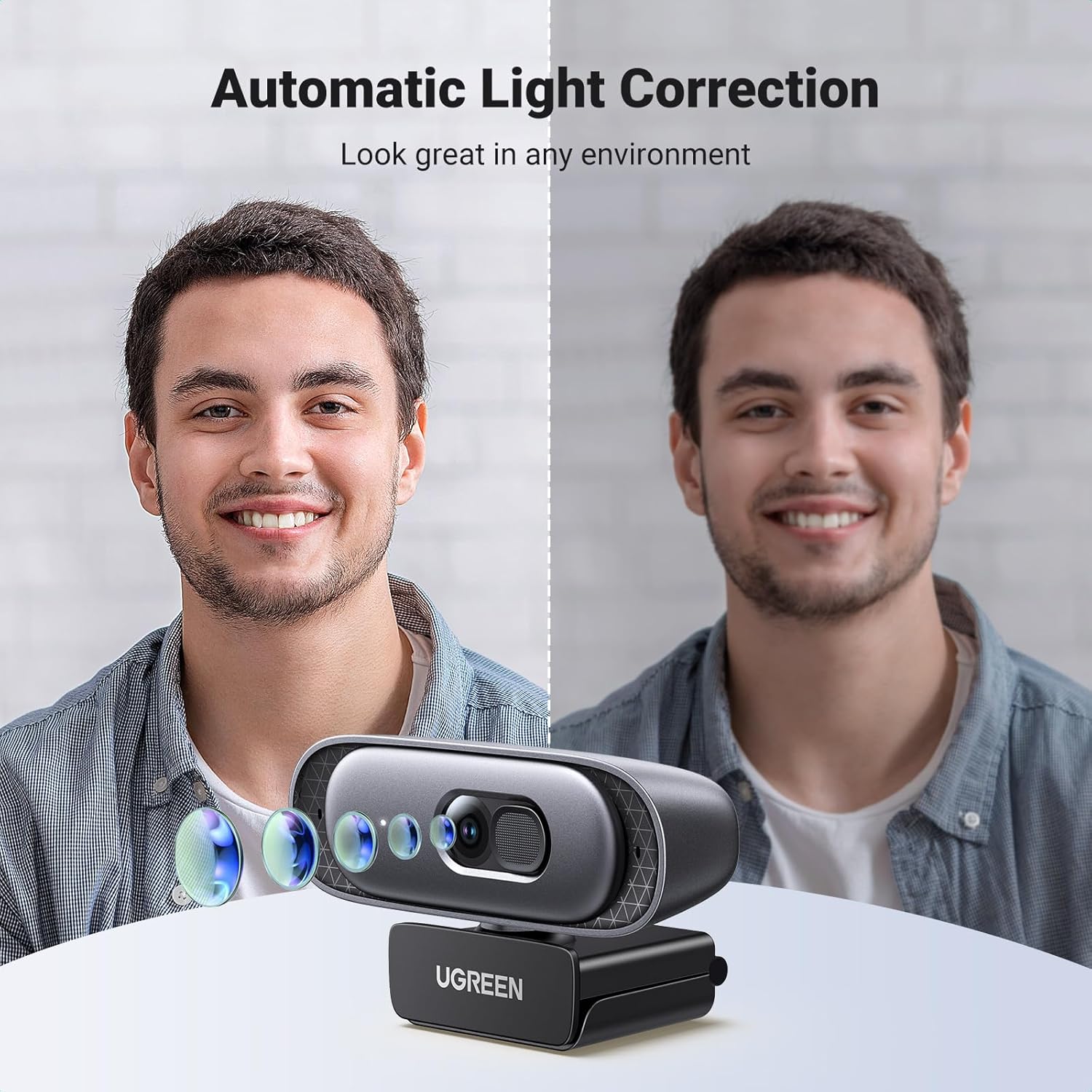 UGREEN Webcam 2K 30FPS Full HD, Webcam with Dual Microphone, 91° Field of View, Privacy Protection, - AHW Store