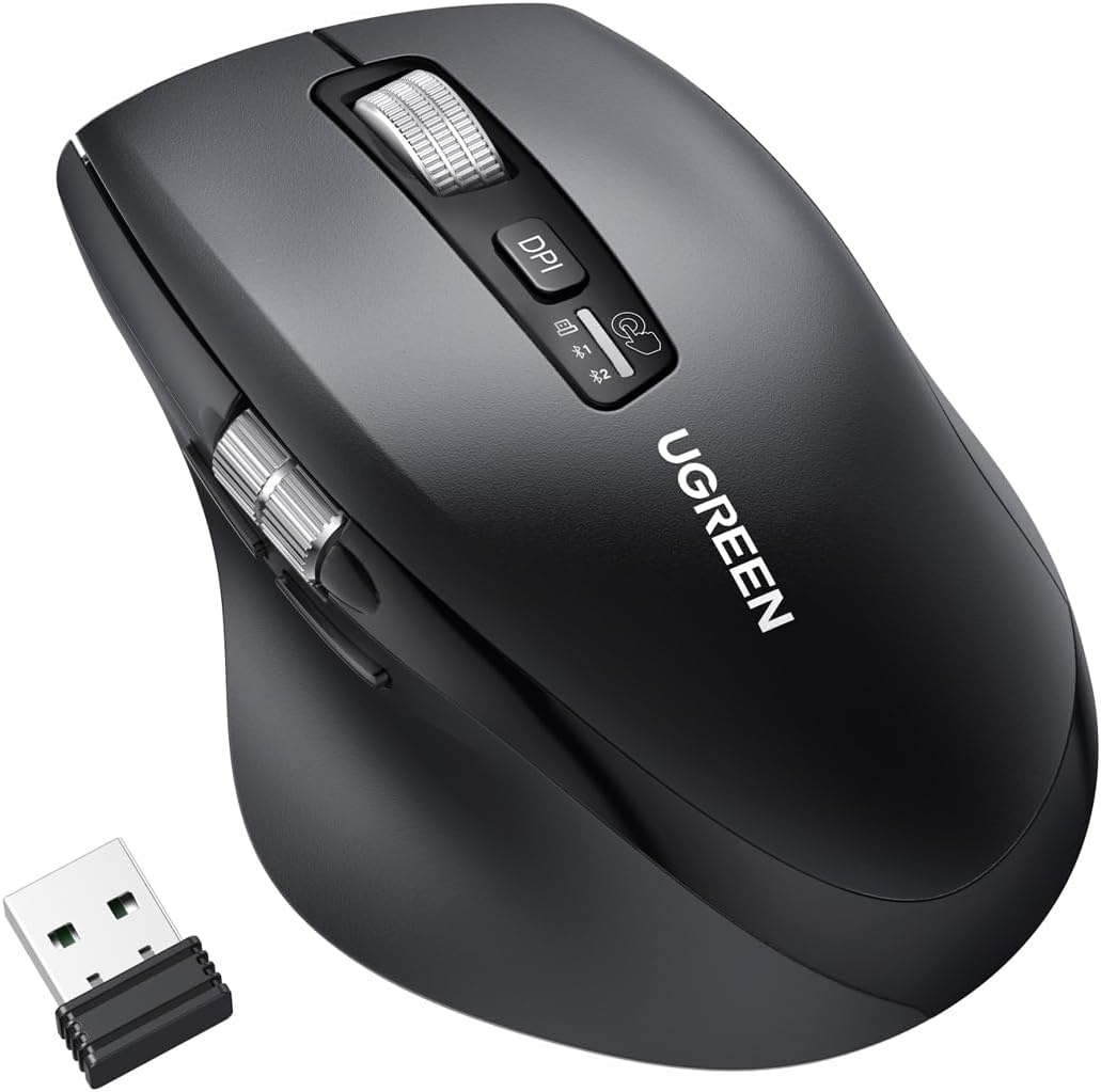 UGREEN Wireless Mouse 2.4G & Bluetooth, Ultra - Fast Scrolling, Ergonomic and Quiet Mouse 5000 dpi 5 B - AHW Store