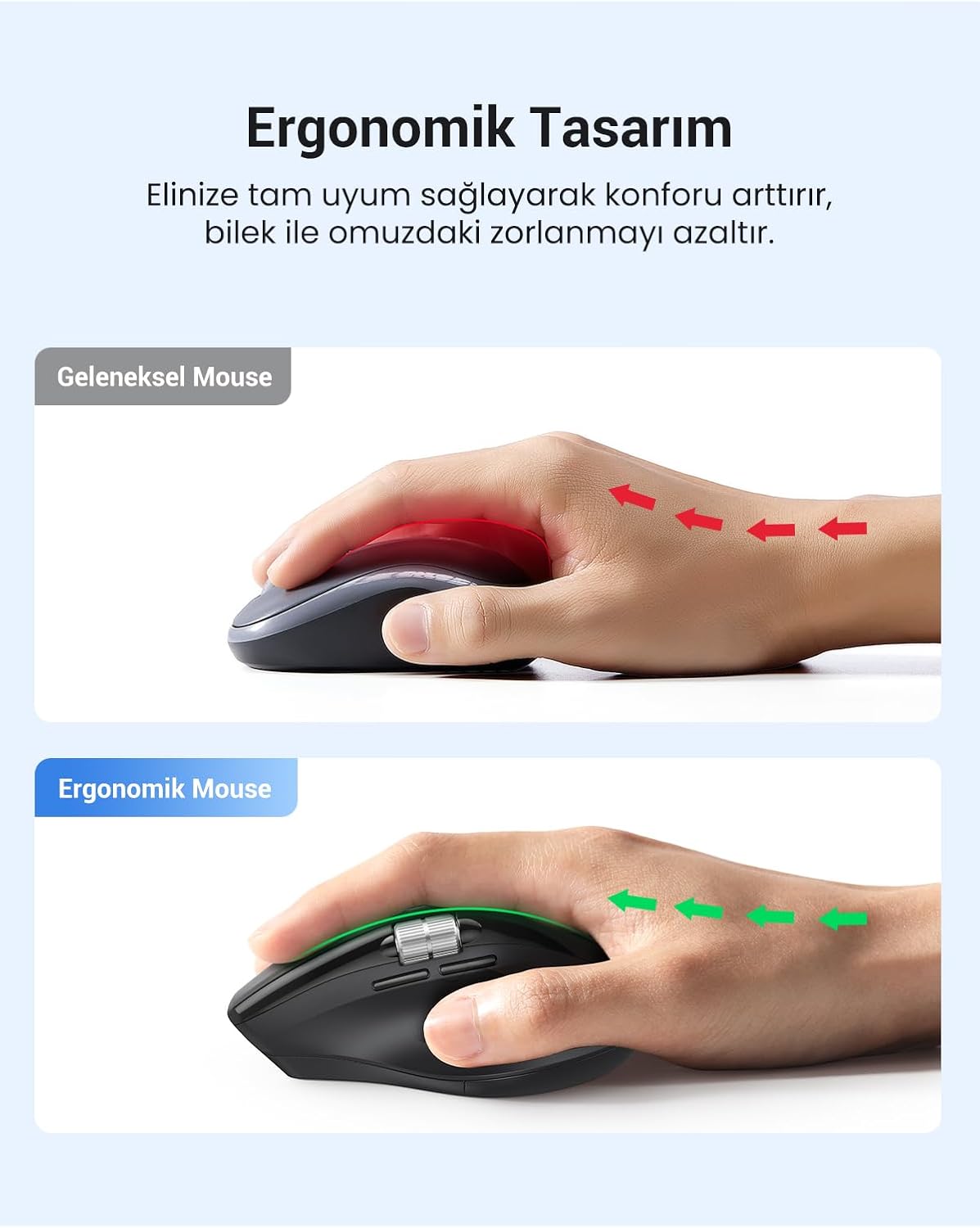 UGREEN Wireless Mouse 2.4G & Bluetooth, Ultra - Fast Scrolling, Ergonomic and Quiet Mouse 5000 dpi 5 B - AHW Store