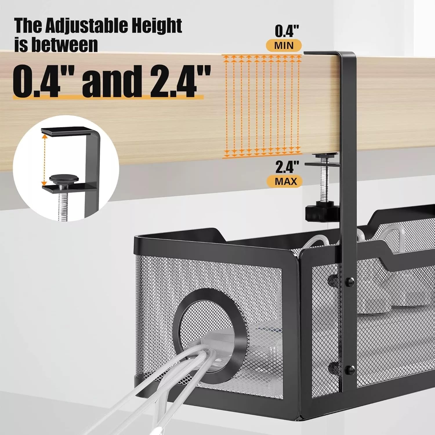 Under Desk Clamp-On Cable Management Tray - AHW Store