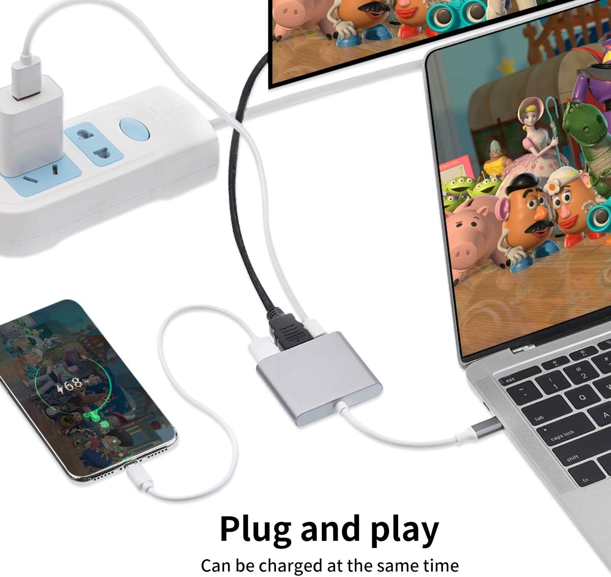 USB-C to HDMI 3-in-1 Adapter Silver - AHW Store