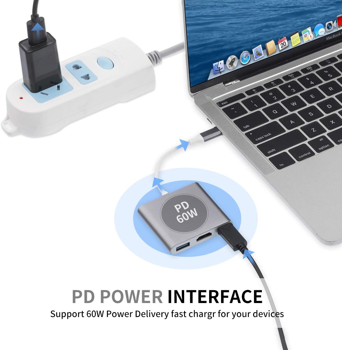 USB-C to HDMI 3-in-1 Adapter Silver - AHW Store