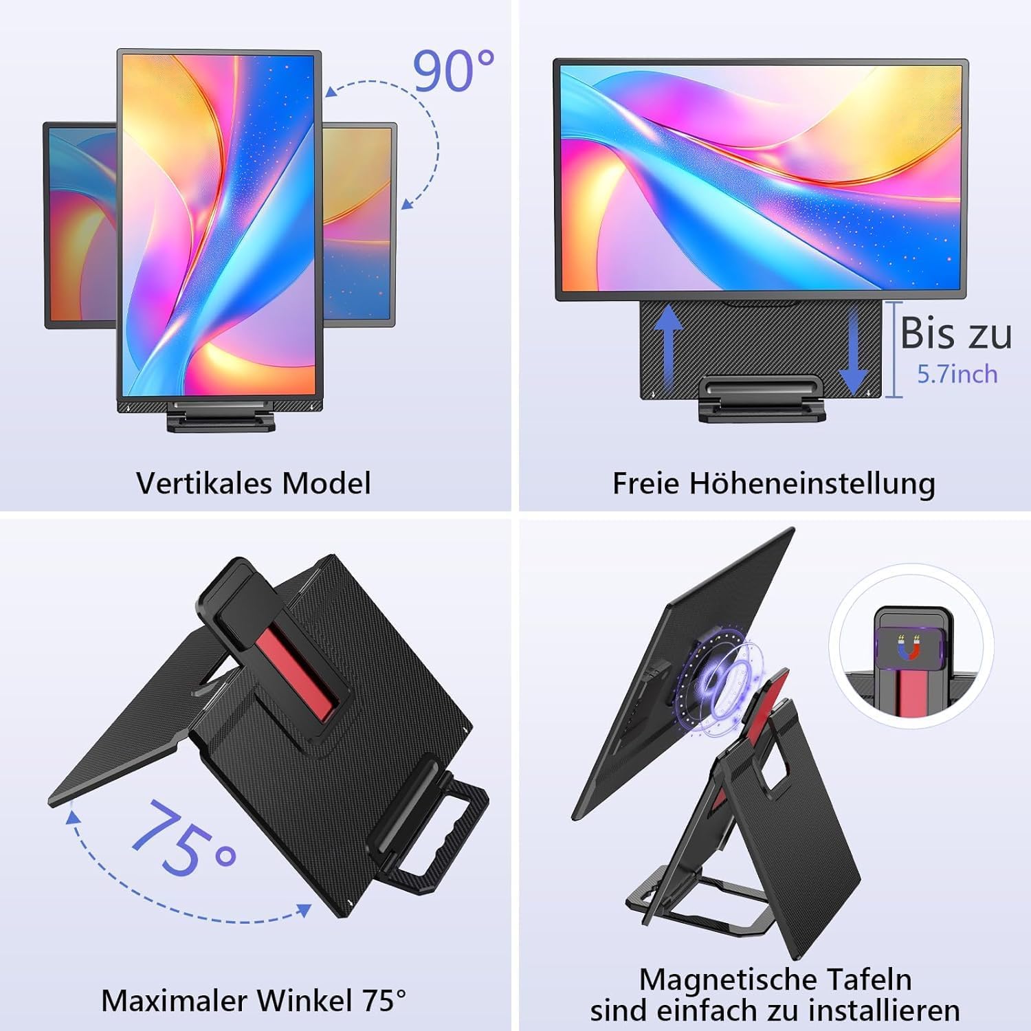 V2Com D1 24" QHD 180Hz IPS Portable Monitor Height - Adjustable & VESA - AHW Store