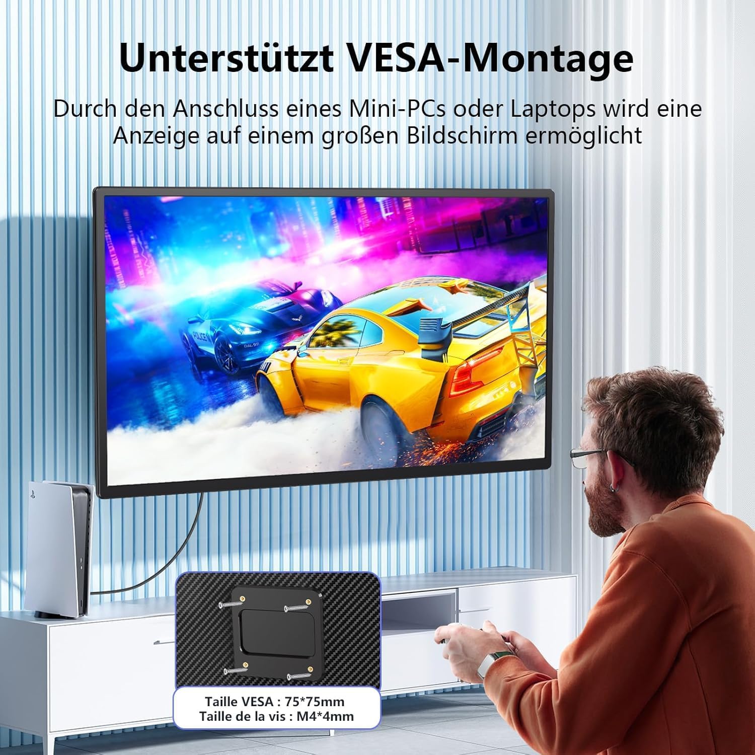 V2Com D1 24" QHD 180Hz IPS Portable Monitor Height - Adjustable & VESA - AHW Store
