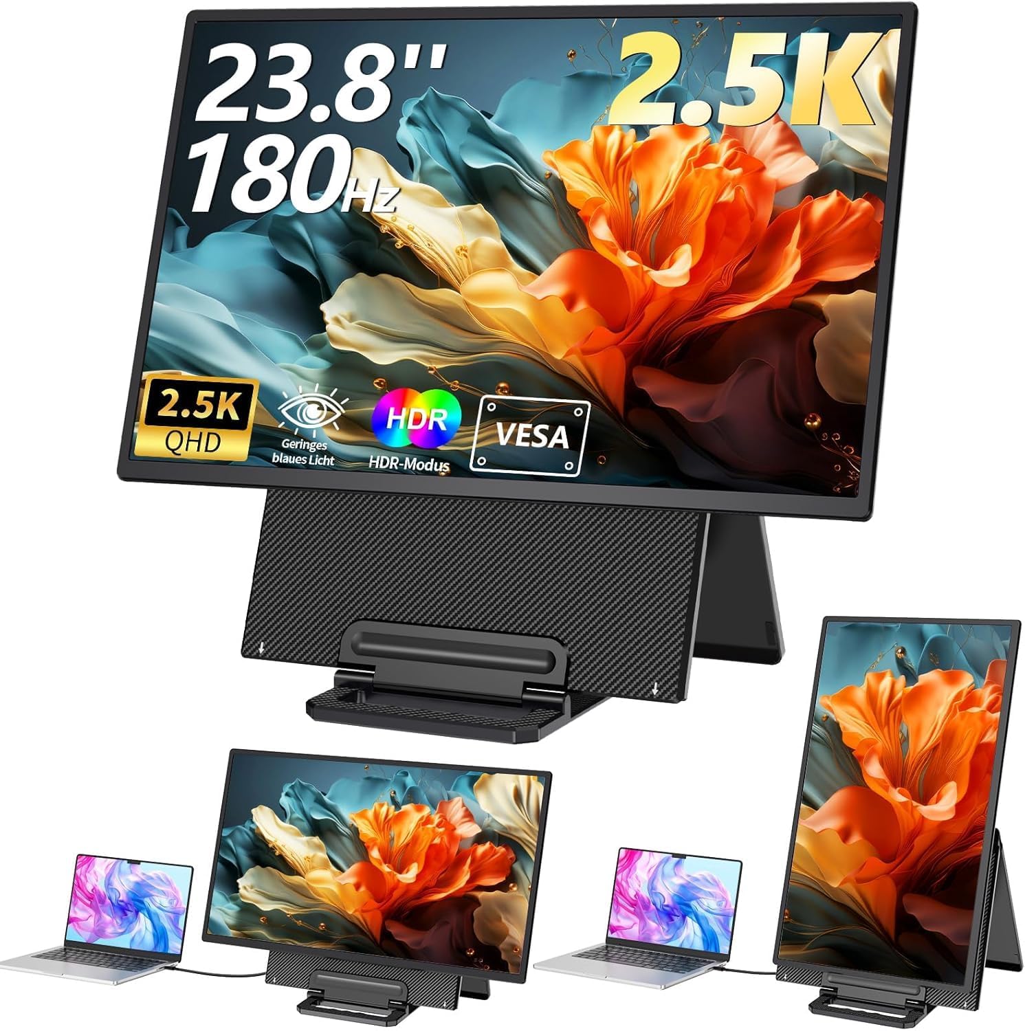 V2Com D1 24" QHD 180Hz IPS Portable Monitor Height - Adjustable & VESA - AHW Store