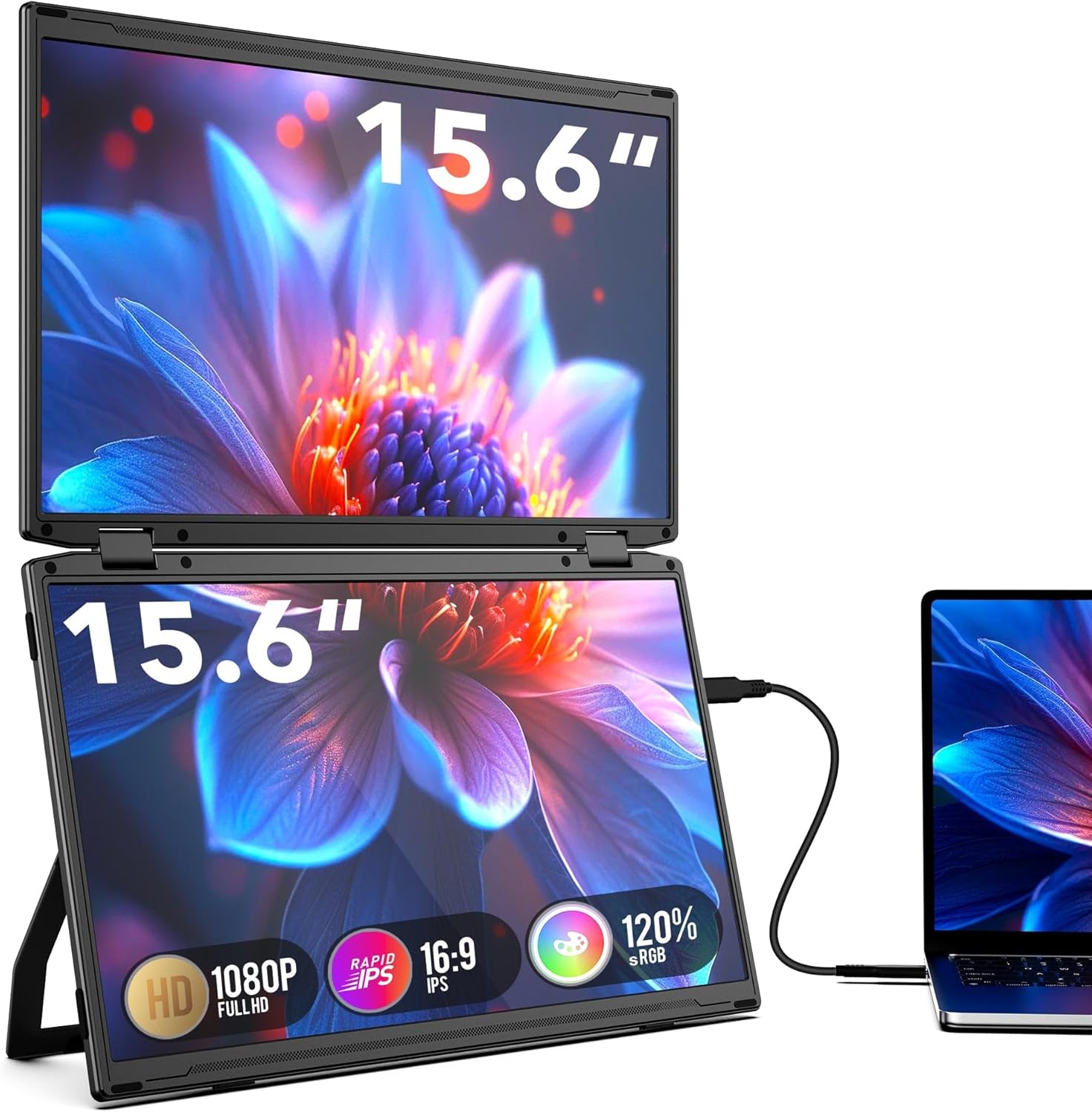 V2Com M4 15.6" FHD Folding Dual Portable Monitor - AHW Store