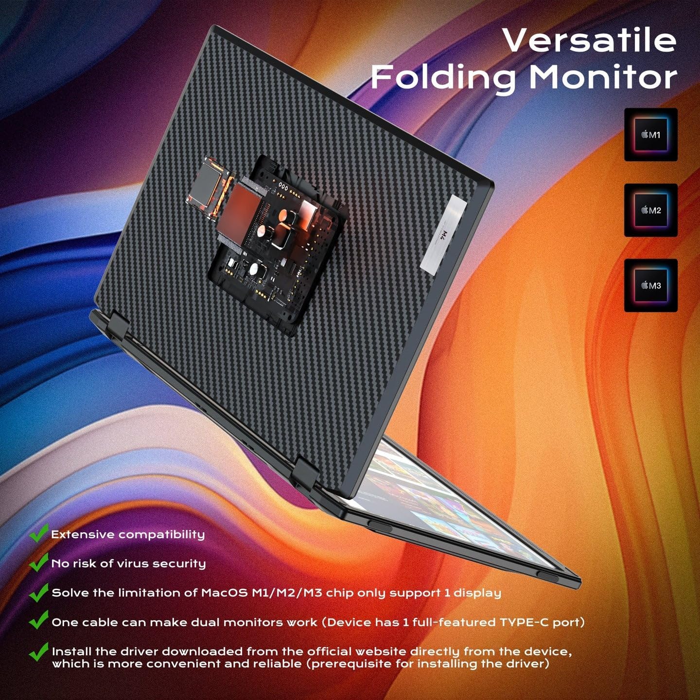 V2Com M4 15.6" FHD Folding Dual Portable Monitor - AHW Store