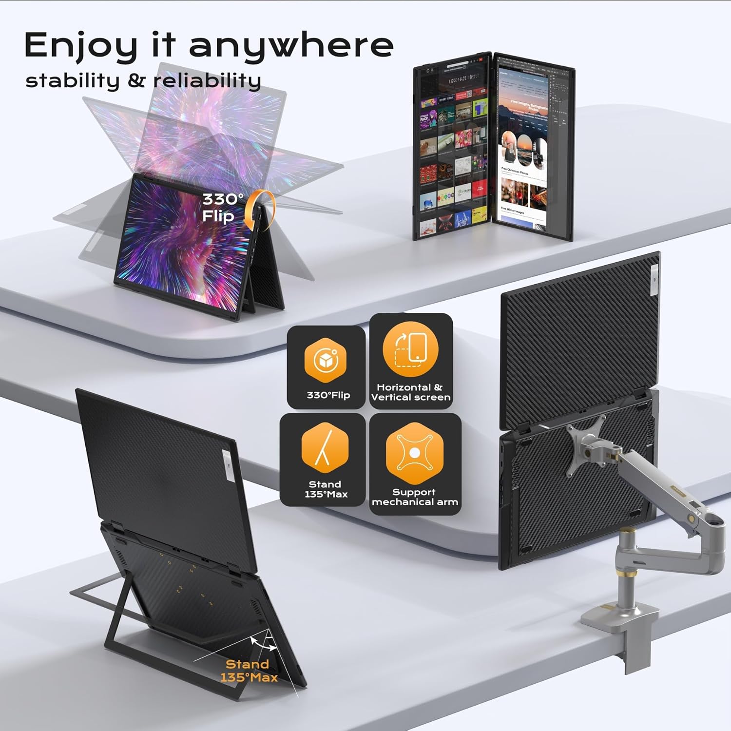 V2Com M4 15.6" FHD Folding Dual Portable Monitor - AHW Store
