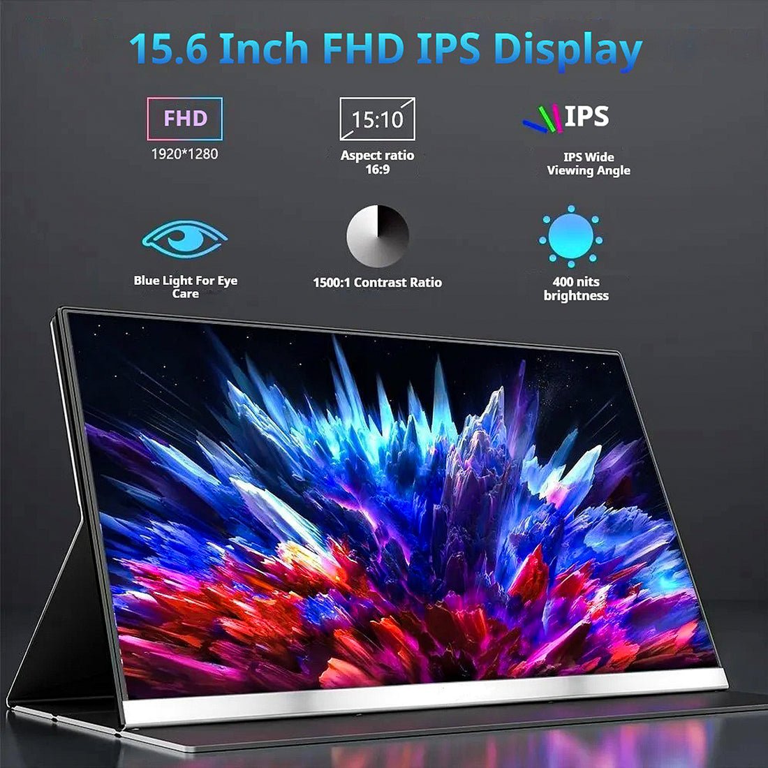 V2Com P4 15.6" FHD IPS Portable Monitor Type - C/Mini HDMI with PU Case Cover - AHW Store