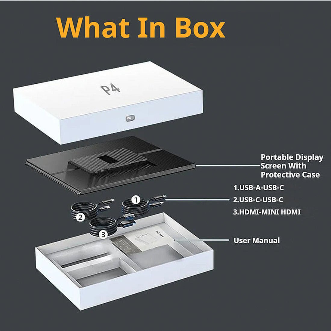 V2Com P4 15.6" FHD IPS Portable Monitor Type - C/Mini HDMI with PU Case Cover - AHW Store