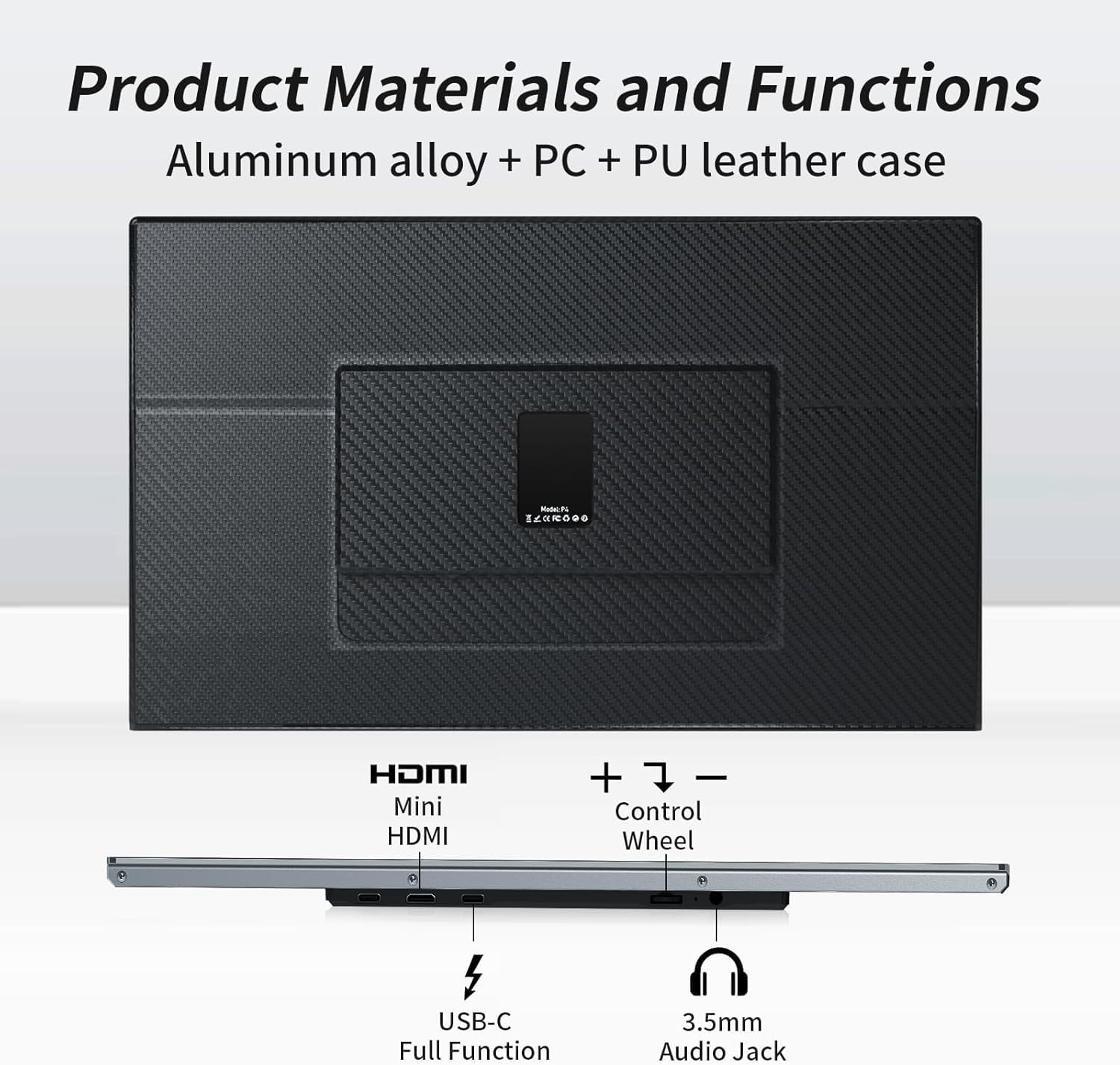 V2Com P4 15.6" FHD IPS Portable Monitor Type - C/Mini HDMI with PU Case Cover - AHW Store