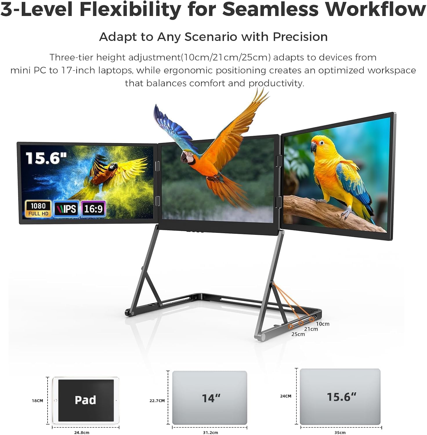 V2Com Q1 15.6" FHD Quad - Screens Laptop Extender Foldable Portable Monitor - AHW Store