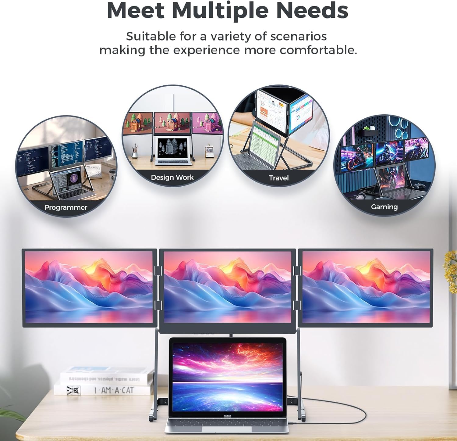 V2Com Q1 15.6" FHD Quad - Screens Laptop Extender Foldable Portable Monitor - AHW Store