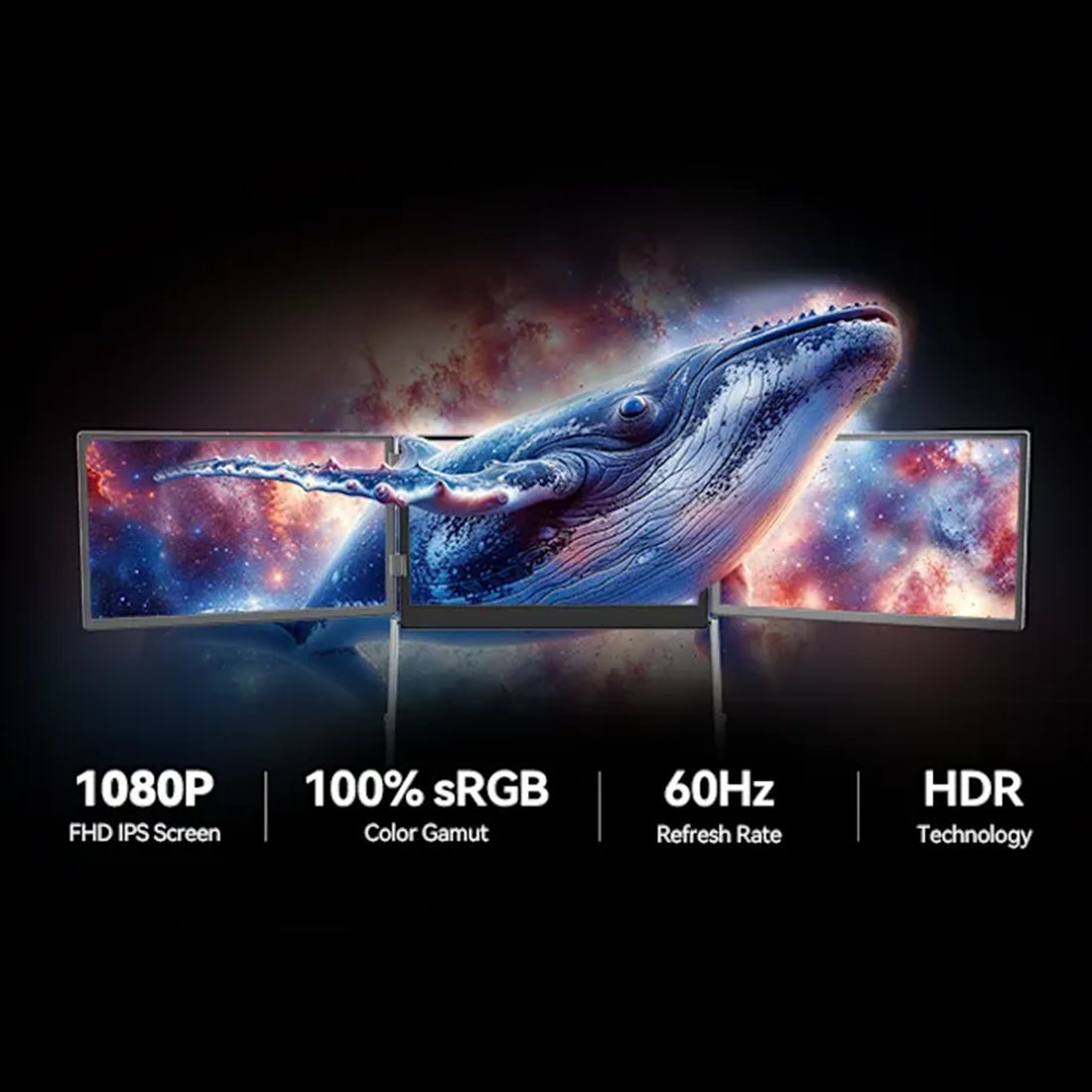 V2Com Q1 15.6" FHD Quad - Screens Laptop Extender Foldable Portable Monitor - AHW Store