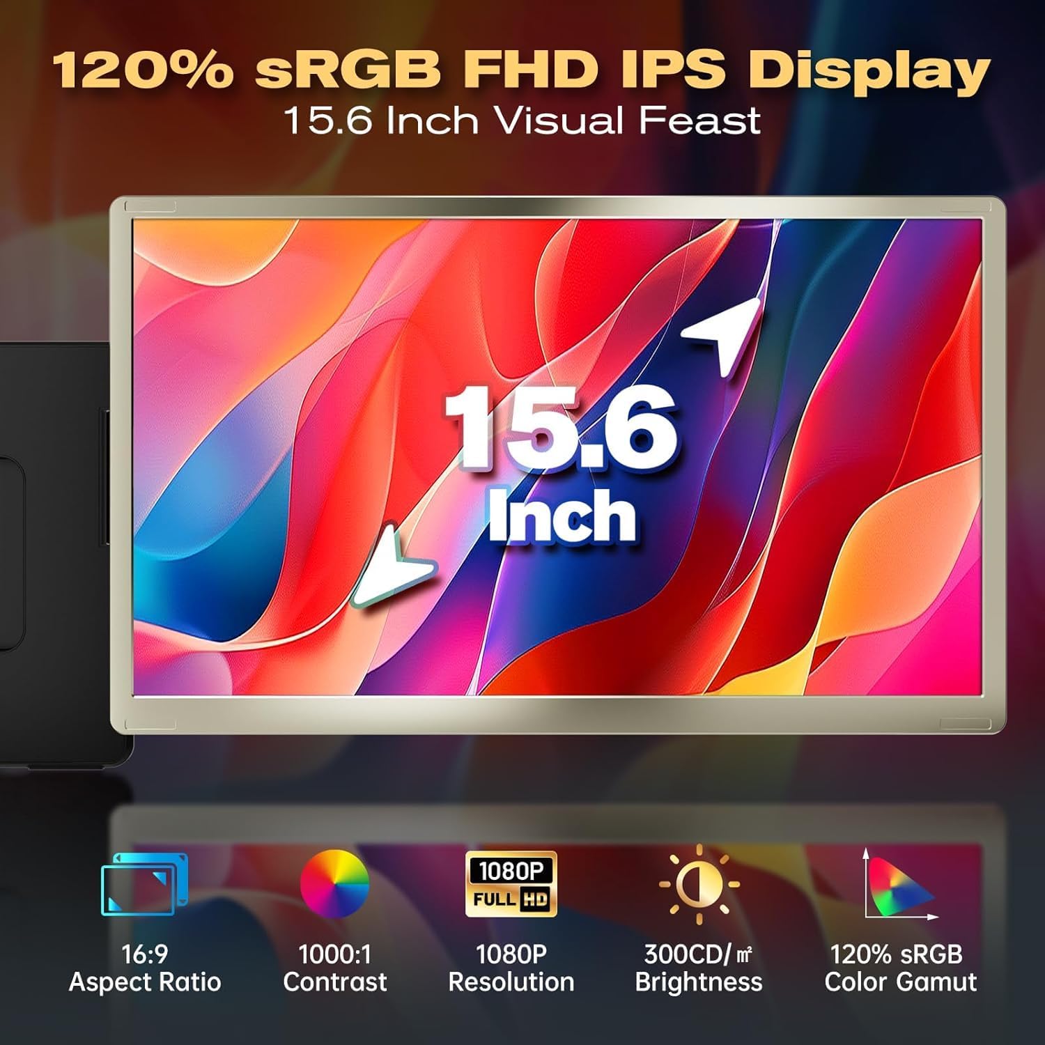 V2Com S6 15.6" FHD IPS Laptop Screen Extender Dual Portable Monitor Type - C/HDMI - AHW Store