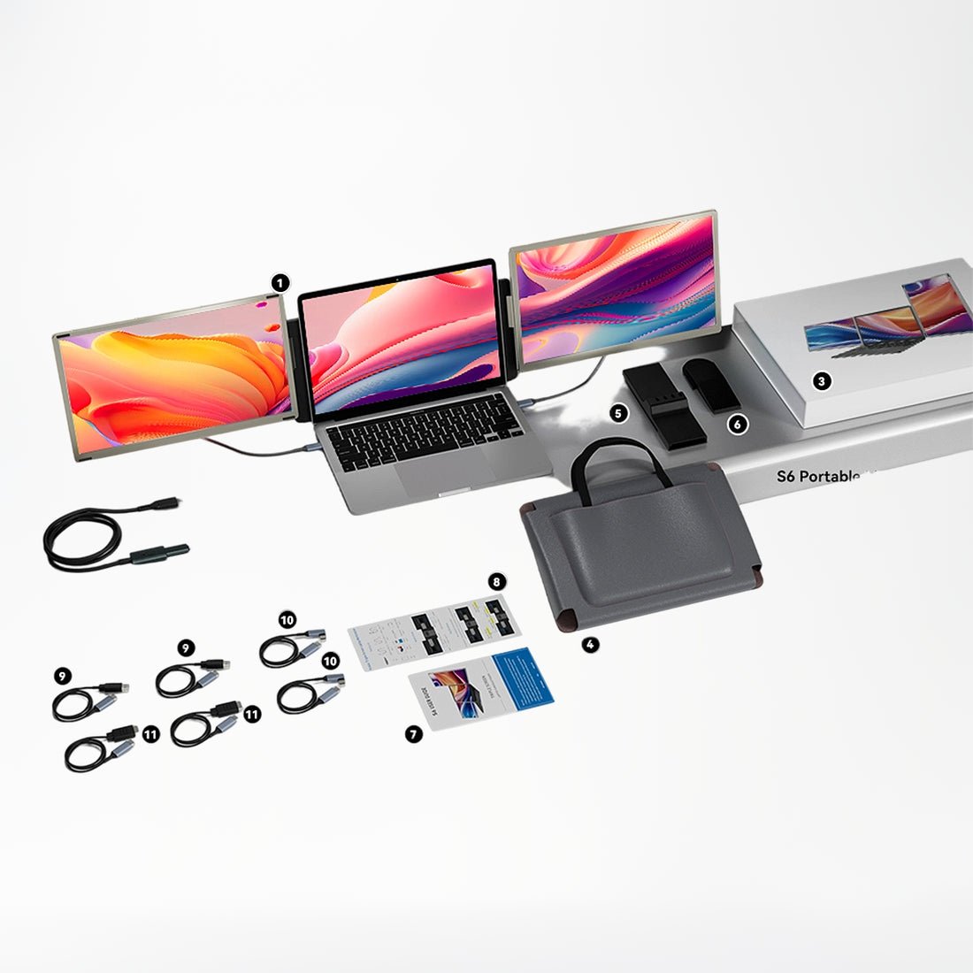 V2Com S6 15.6" FHD IPS Laptop Screen Extender Dual Portable Monitor Type - C/HDMI - AHW Store