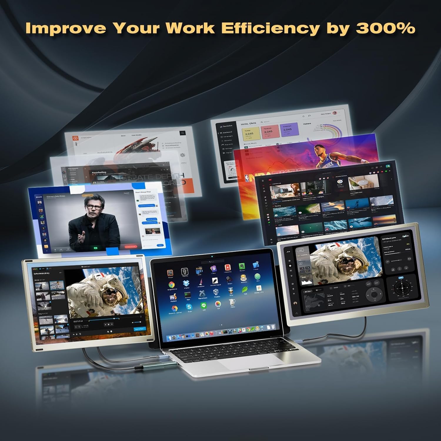 V2Com S6 15.6" FHD IPS Laptop Screen Extender Dual Portable Monitor Type - C/HDMI - AHW Store