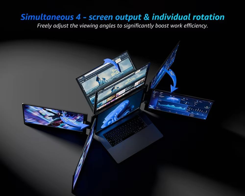 V2Com W3 15.6" FHD Quad - Screens Laptop Extender Foldable Portable Monitor - AHW Store