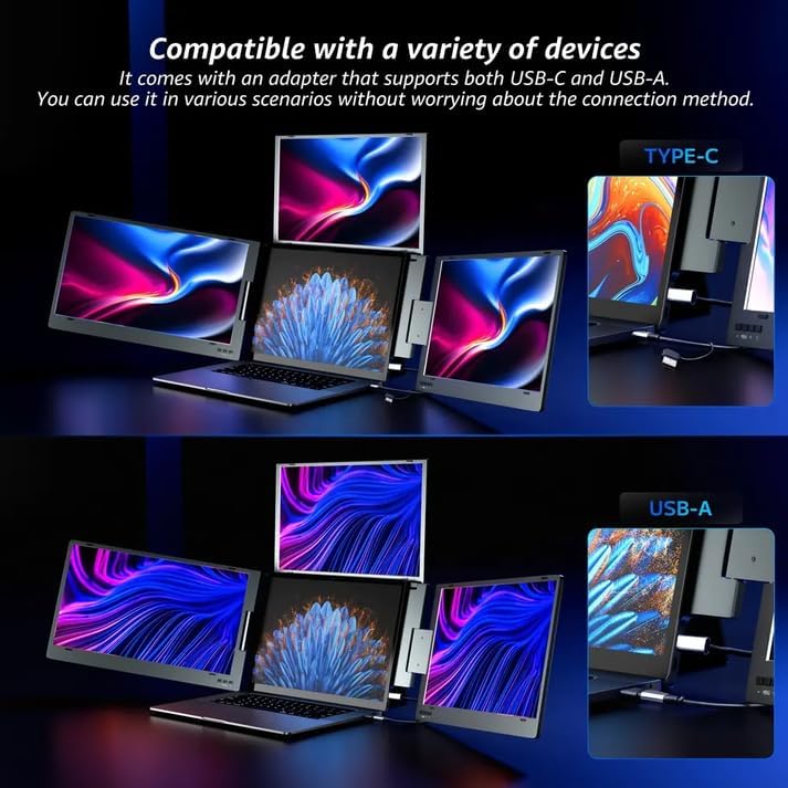 V2Com W3 15.6" FHD Quad - Screens Laptop Extender Foldable Portable Monitor - AHW Store
